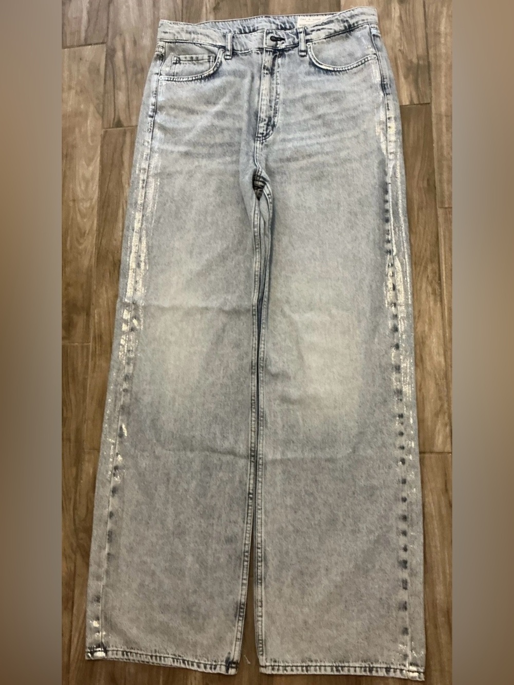 rag & bone Ladies Palmer Metallic High Rise Relaxed Fit Jeans Size 29 NWT